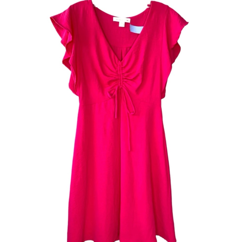 Vibrant Pink Ruffle Sleeve Dress